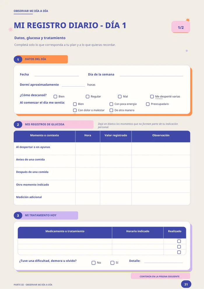 Página del workbook: Mi registro diario