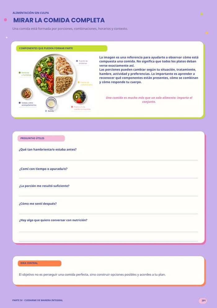 Página del workbook: Mirar la comida completa